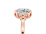 Rose gold Cushion Cut Moissanite Solitaire Ring with Flower Prong Setting and Classic Band_17