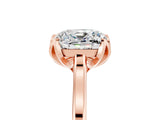 Rose gold Cushion Cut Moissanite Solitaire Ring with Flower Prong Setting and Classic Band_41