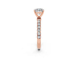 Rose gold Cushion Cut Moissanite Solitaire Ring with Pavé Accents and Four-Prong Setting_2