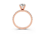 Rose gold Cushion Cut Moissanite Solitaire Ring with Pavé Accents and Four-Prong Setting_3