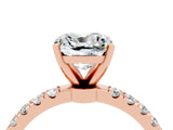 Rose gold Cushion Cut Moissanite Solitaire Ring with Pavé Accents and Four-Prong Setting_4