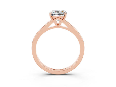 Rose gold Cushion Cut Moissanite Solitaire Ring with Pavé Band and Prong Setting_15