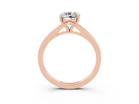 Rose gold Cushion Cut Moissanite Solitaire Ring with Pavé Band and Prong Setting_3