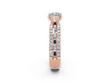 Rose gold Cushion Cut Moissanite Solitaire Ring with Pavé and Channel Set Band_2