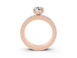 Rose gold Cushion Cut Moissanite Solitaire Ring with Pavé and Channel Set Band_3