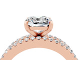 Rose gold Cushion Cut Moissanite Solitaire Ring with Pavé and Channel Set Band_4