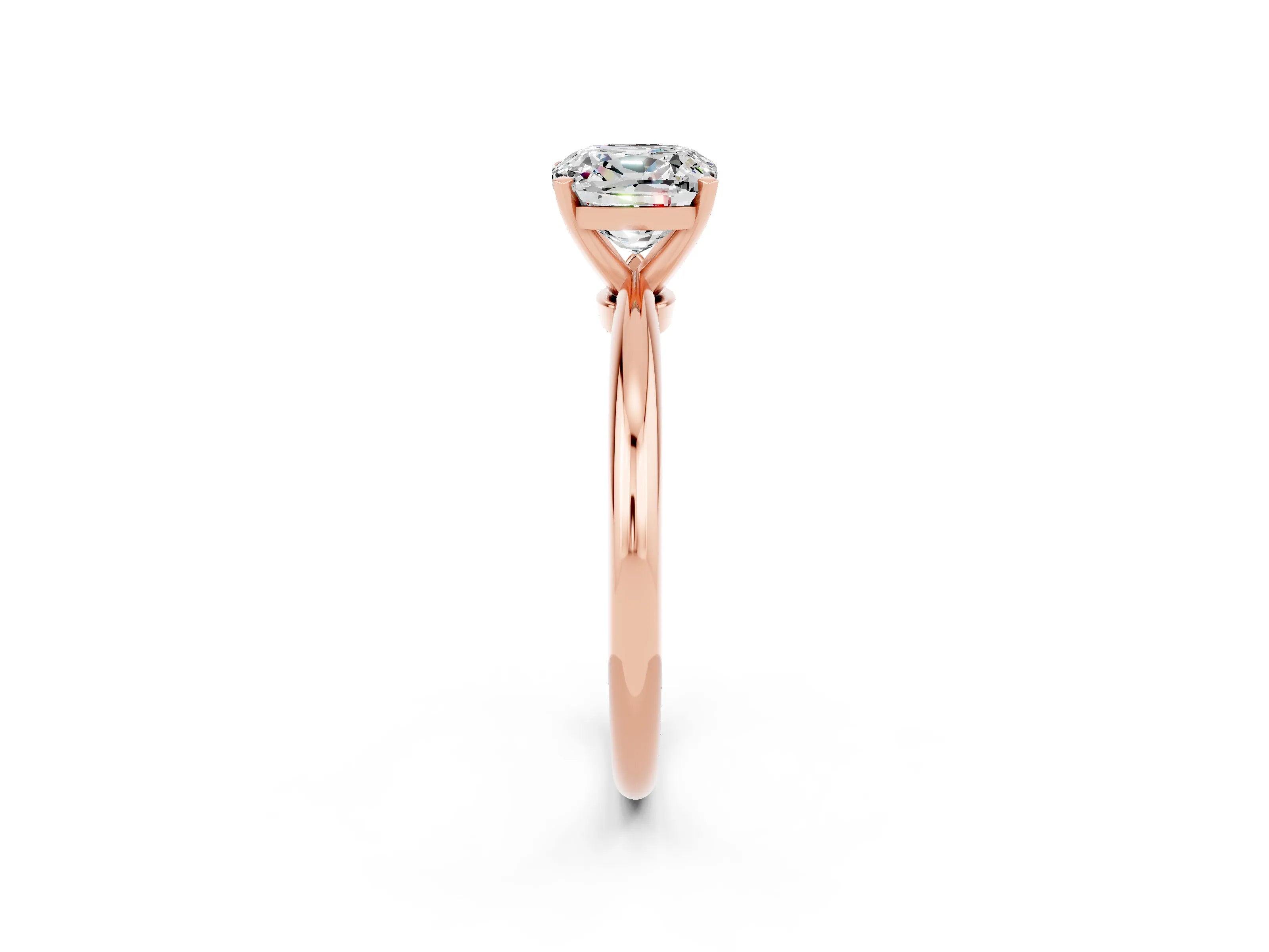 Rose gold Cushion Cut Moissanite Solitaire Ring with Six-Prong Setting and Classic Band_2