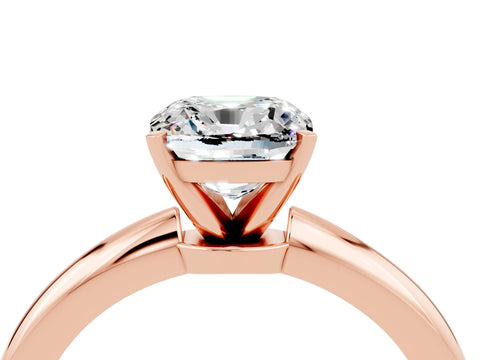 Rose gold Cushion Cut Moissanite Solitaire Ring with Six-Prong Setting and Classic Band_4