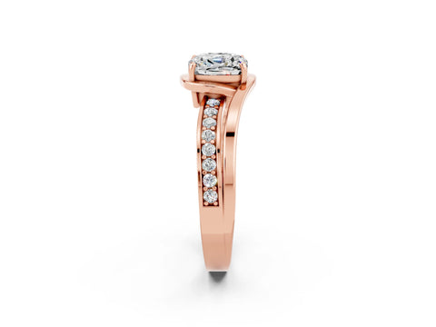 Rose gold Cushion Cut Moissanite Solitaire Ring with Split Shank and Prong Setting_2