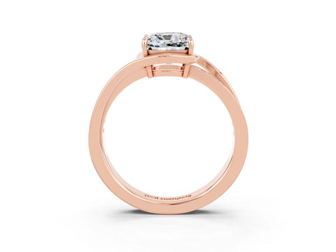 Rose gold Cushion Cut Moissanite Solitaire Ring with Split Shank and Prong Setting_3