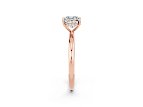 Rose gold Cushion Cut Moissanite Solitaire Ring with Thin Band and Four-Prong Setting_2