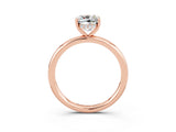 Rose gold Cushion Cut Moissanite Solitaire Ring with Thin Band and Four-Prong Setting_3