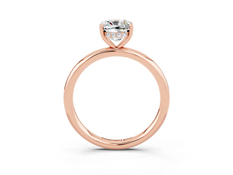 Rose gold Cushion Cut Moissanite Solitaire Ring with Thin Band and Four-Prong Setting_3