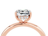 Rose gold Cushion Cut Moissanite Solitaire Ring with Thin Band and Four-Prong Setting_4