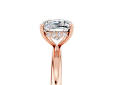 Rose gold Cushion Cut Moissanite Solitaire Ring with Thin Band and Four-Prong Setting_5