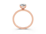 Rose gold Cushion Cut Moissanite Solitaire Ring with Thin Band and Prong Setting_15