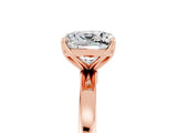 Rose gold Cushion Cut Moissanite Solitaire Ring with Thin Band and Prong Setting_17