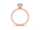 Rose gold Cushion Cut Moissanite Solitaire Ring with Thin Band and Prong Setting_27