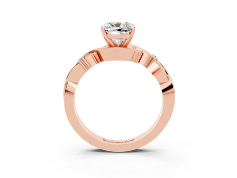 Rose gold Cushion Cut Moissanite Solitaire Ring with Twisted Band and Prong Setting_3