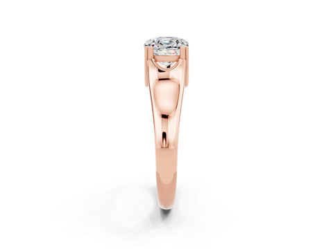 Rose gold Cushion Cut Moissanite Solitaire Ring with Wide Band and Prong Setting_2