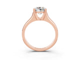 Rose gold Cushion Cut Moissanite Solitaire Ring with Wide Band and Prong Setting_3
