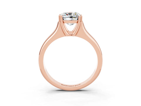 Rose gold Cushion Cut Moissanite Solitaire Ring with Wide Band and Prong Setting_3