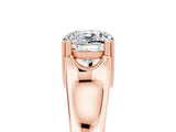 Rose gold Cushion Cut Moissanite Solitaire Ring with Wide Band and Prong Setting_5