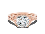 Rose gold Cushion Cut Moissanite Solitaire Twist Band Prong Setting Ring_60