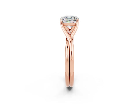 Rose gold Cushion Cut Moissanite Solitaire Twist Band Prong Setting Ring_62