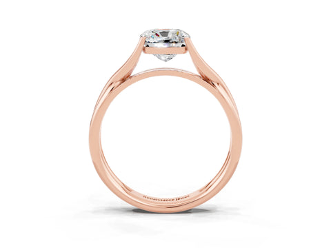 Rose gold Cushion Cut Moissanite Solitaire Twist Band Prong Setting Ring_63
