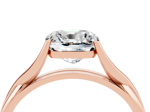 Rose gold Cushion Cut Moissanite Solitaire Twist Band Prong Setting Ring_64