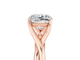 Rose gold Cushion Cut Moissanite Solitaire Twist Band Prong Setting Ring_65