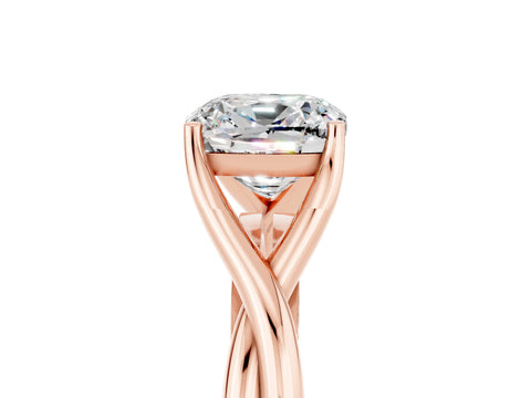 Rose gold Cushion Cut Moissanite Solitaire Twist Band Prong Setting Ring_65