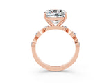 Rose gold Cushion Cut Moissanite Solitaire Twisted Band with Round  Accents and Prong Setting_15