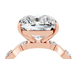 Rose gold Cushion Cut Moissanite Solitaire Twisted Band with Round  Accents and Prong Setting_16