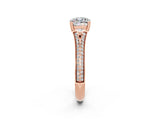 Rose gold Cushion Cut Moissanite Split Shank Engagement Ring with Pavé Band_2