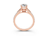 Rose gold Cushion Cut Moissanite Split Shank Engagement Ring with Pavé Band_3