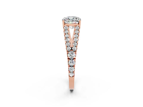 Rose gold Cushion Cut Moissanite Split Shank Pavé Engagement Ring with Four-Prong Setting_35