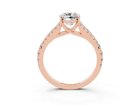 Rose gold Cushion Cut Moissanite Split Shank Pavé Engagement Ring with Four-Prong Setting_36