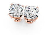 Rose gold Cushion Cut Moissanite Stud Earrings_13