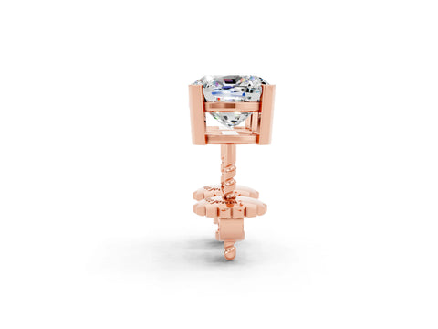 Rose gold Cushion Cut Moissanite Stud Earrings_14