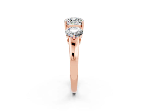 Rose gold Cushion Cut Moissanite Three-Stone Ring with Prong Setting and Classic Band_2