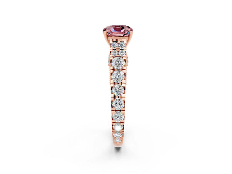 Rose gold Cushion Cut Morganite Classic Solitaire Ring with Pavé Band and Four-Prong Setting_2