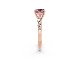 Rose gold Cushion Cut Morganite Cluster Side Stone Solitaire Ring with Prong Setting_26