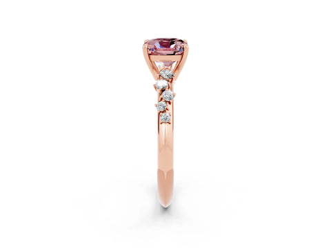 Rose gold Cushion Cut Morganite Cluster Side Stone Solitaire Ring with Prong Setting_26