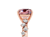 Rose gold Cushion Cut Morganite Cluster Side Stone Solitaire Ring with Prong Setting_29