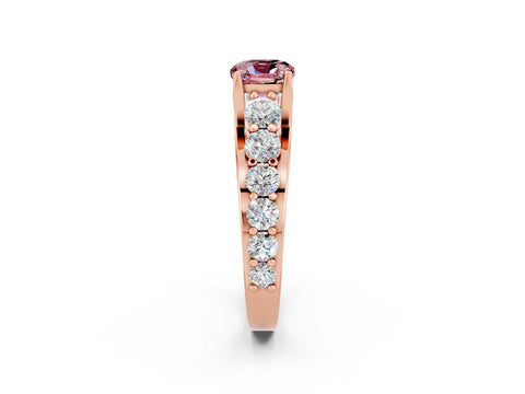 Rose gold Cushion Cut Morganite Engagement Ring with Pavé Band and Four-Prong Setting_2