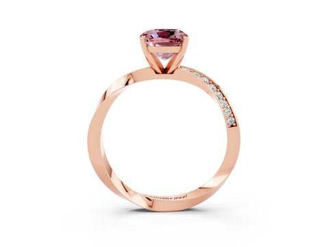 Rose gold Cushion Cut Morganite Engagement Ring with Side Stone Accents and Four-Prong Setting_30