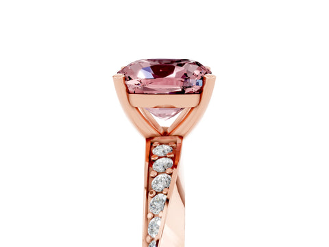 Rose gold Cushion Cut Morganite Engagement Ring with Side Stone Accents and Four-Prong Setting_32