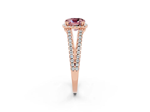 Rose gold Cushion Cut Morganite Halo Split Shank Engagement Ring_14
